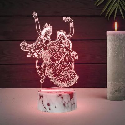3D Illusion Radha Krishna Night Lamp with Automatic Color Changing  Bedside Desk Table Light  Pooja Room Decor Light  Religious Night Lamp