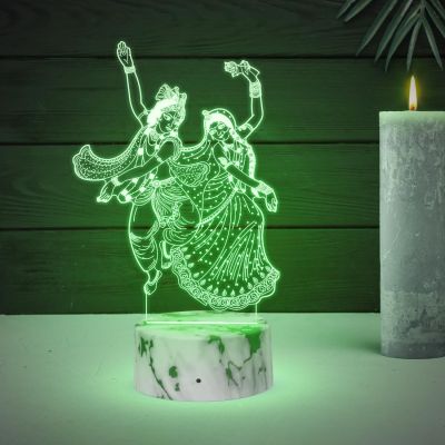3D Illusion Radha Krishna Night Lamp with Automatic Color Changing  Bedside Desk Table Light  Pooja Room Decor Light  Religious Night Lamp
