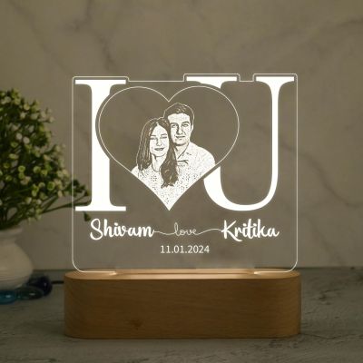 Personalized I Love You Night Lamp Customized with Photo & Name  Warm White Light  Gift for Valentine Day, Anniversary, Birthday  Couple Night Lamp