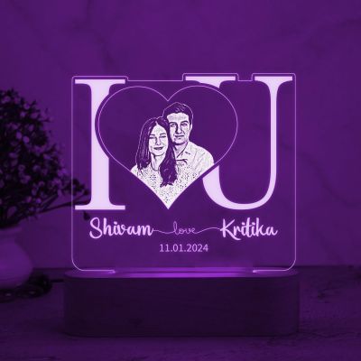 Personalized I Love You Night Lamp Customized with Photo & Name  7 Color Changing Light  Gift for Valentine Day, Anniversary, Birthday  Couple Night Lamp