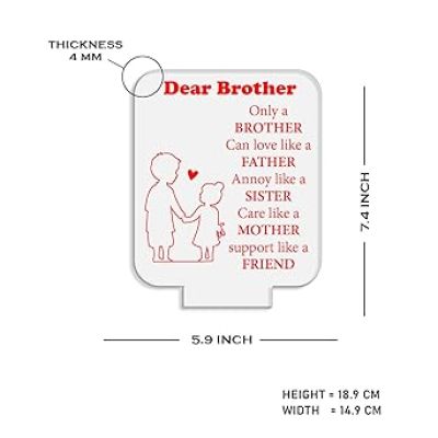 Dear Brother Engraved Night Lamp with Warm White Light Gift for Brother  Birthday Gift for Brother