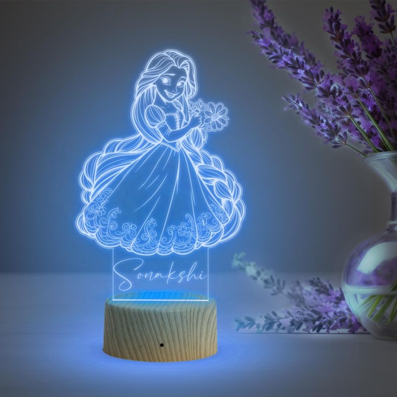 3D Illusion Personalized Princess Night Lamp with Automatic Color Changing  Gift for Kids  Bedside Table Lamp  Birthday Gift for Girls & Friends