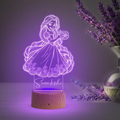 3D Illusion Personalized Princess Night Lamp with Automatic Color Changing  Gift for Kids  Bedside Table Lamp  Birthday Gift for Girls & Friends