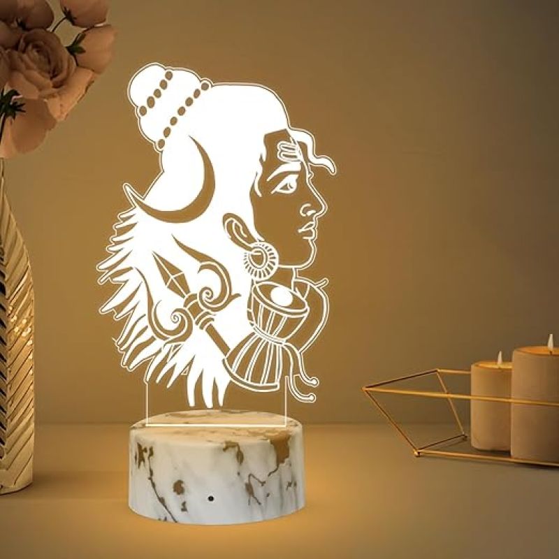 3D Illusion Lord Shiva Lamp for Table Desk  Adiyogi Lamp for Home and Gift Hindu Culture  Home Decor Light Indian Festival Decor House Warm White Light