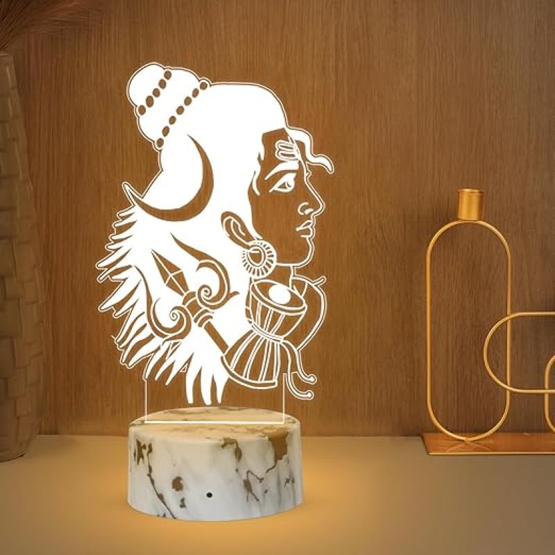 3D Illusion Lord Shiva Lamp for Table Desk  Adiyogi Lamp for Home and Gift Hindu Culture  Home Decor Light Indian Festival Decor House Warm White Light