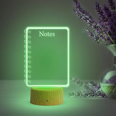 Acrylic Message Board LED Lamp with Erasable Pen  Ideal for Home & Office  Use for Personal Notes  Erasable Rewritable Acrylic Message Light (Multicolored Light) (Notes)