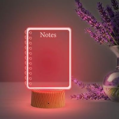 Acrylic Message Board LED Lamp with Erasable Pen  Ideal for Home & Office  Use for Personal Notes  Erasable Rewritable Acrylic Message Light (Multicolored Light) (Notes)