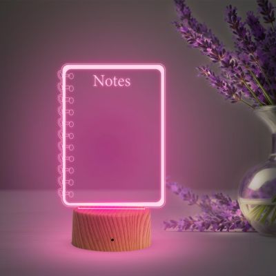 Acrylic Message Board LED Lamp with Erasable Pen  Ideal for Home & Office  Use for Personal Notes  Erasable Rewritable Acrylic Message Light (Multicolored Light) (Notes)