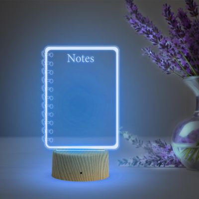 Acrylic Message Board LED Lamp with Erasable Pen  Ideal for Home & Office  Use for Personal Notes  Erasable Rewritable Acrylic Message Light (Multicolored Light) (Notes)