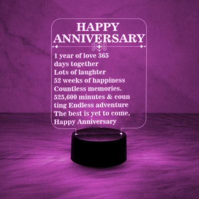 1st Happy Anniversary Engraved Night Lamp with 7 Color Changing Light  Night Lamp for Wedding Marriage Anniversary