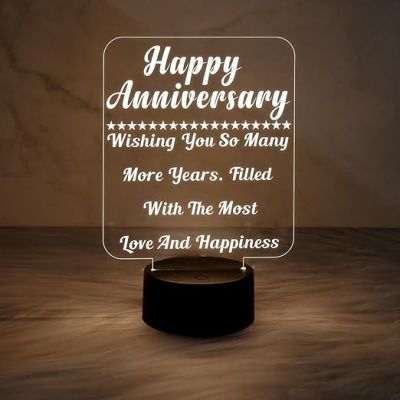 Happy Anniversary Wishing Engraved Night Lamp with Warm White Light  Anniversary Gift for Friends Sister Brother