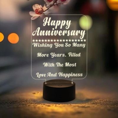 Happy Anniversary Wishing Engraved Night Lamp with Warm White Light  Anniversary Gift for Friends Sister Brother