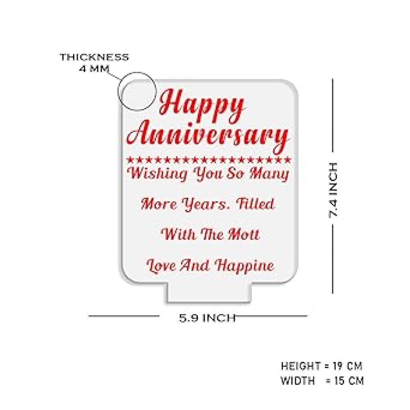 Happy Anniversary Wishing Engraved Night Lamp with Automatic Color Changing Light  Anniversary Gift for Friends Sister Brother
