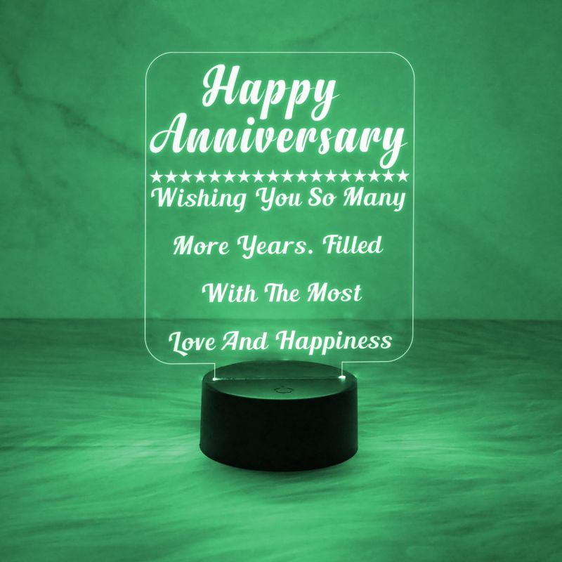 Happy Anniversary Wishing Engraved Night Lamp with Automatic Color Changing Light  Anniversary Gift for Friends Sister Brother