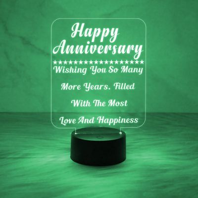 Happy Anniversary Wishing Engraved Night Lamp with Automatic Color Changing Light  Anniversary Gift for Friends Sister Brother