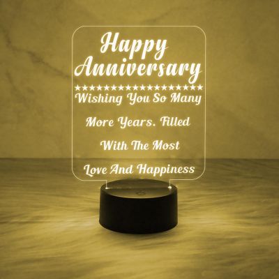 Happy Anniversary Wishing Engraved Night Lamp with Automatic Color Changing Light  Anniversary Gift for Friends Sister Brother