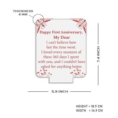 1st Anniversary Gift for Wife  Wishing Anniversary Engraved Night Lamp with Warm White Light  Thankyou Gift for Wife