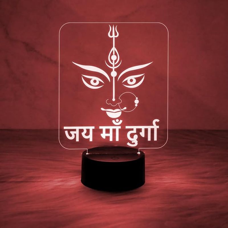 Illusion Jai Maa Durga Night Lamp with Automatic Color Changing Light  Home & Pooja Room Decor Light  Blessing Gift  Religious Gift Items