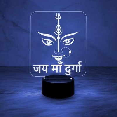 Illusion Jai Maa Durga Night Lamp with Automatic Color Changing Light  Home & Pooja Room Decor Light  Blessing Gift  Religious Gift Items