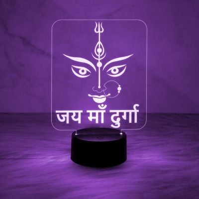 Illusion Jai Maa Durga Night Lamp with Automatic Color Changing Light  Home & Pooja Room Decor Light  Blessing Gift  Religious Gift Items