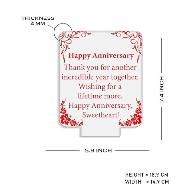 Anniversary Gift for Wife Husband  Wishing Anniversary Engraved Night Lamp with Warm White Light  Thankyou Gift for Wife