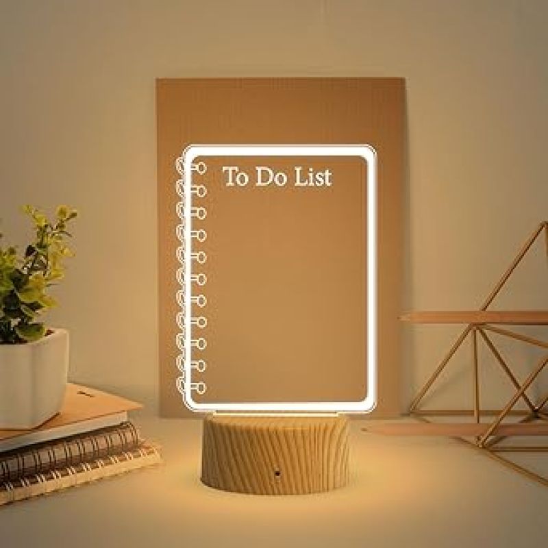 Acrylic Message Board LED Lamp with Erasable Pen  Ideal for Home & Office  Use for Personal Notes  Erasable Rewritable Acrylic Message Light (Warm White Light) (to Do List)
