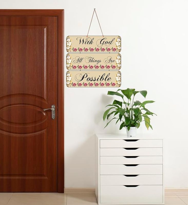 Motivational Quotes Printed Decorative Wall Hanging for Living Room  Bedroom  Office  Gift  Decoration Items for Home  Wall Art For Hall  Modern Wall Decoration (With God All Things Are Possible)