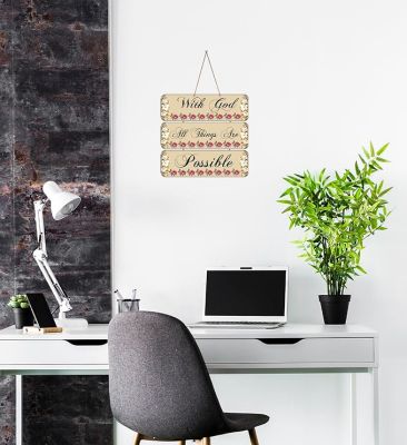 Motivational Quotes Printed Decorative Wall Hanging for Living Room  Bedroom  Office  Gift  Decoration Items for Home  Wall Art For Hall  Modern Wall Decoration (With God All Things Are Possible)