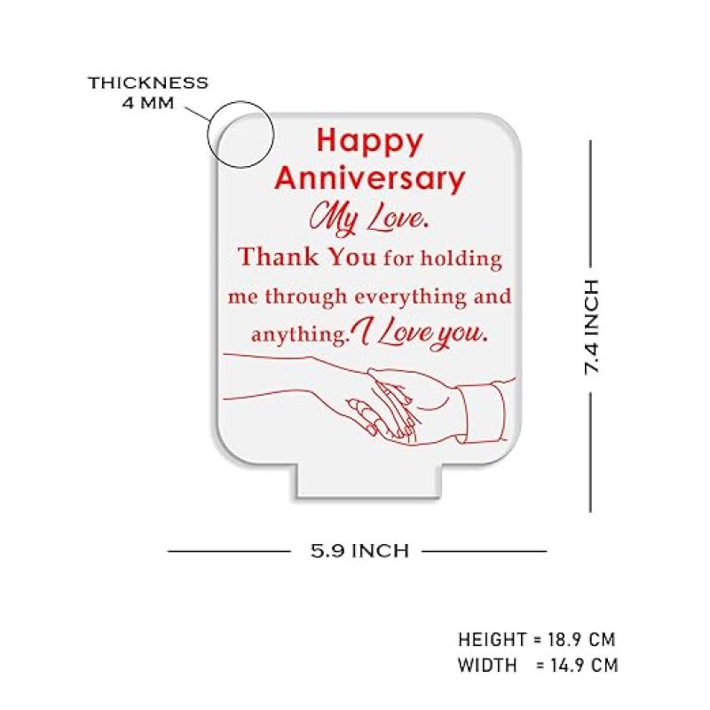Happy Anniversary My Love Engraved Night Lamp with Warm White Light  Anniversary Gift for Wife Thankyou Gift for Wife