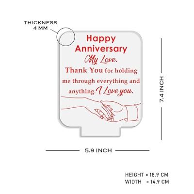 Happy Anniversary My Love Engraved Night Lamp with Warm White Light  Anniversary Gift for Wife Thankyou Gift for Wife