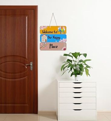 Motivational Quotes Printed Decorative Wall Hanging for Living Room  Bedroom  Office  Gift  Decoration Items for Home  Wall Art For Hall  Modern Wall Decoration (Welcome to our happy place)