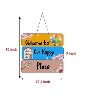 Motivational Quotes Printed Decorative Wall Hanging for Living Room  Bedroom  Office  Gift  Decoration Items for Home  Wall Art For Hall  Modern Wall Decoration (Welcome to our happy place)