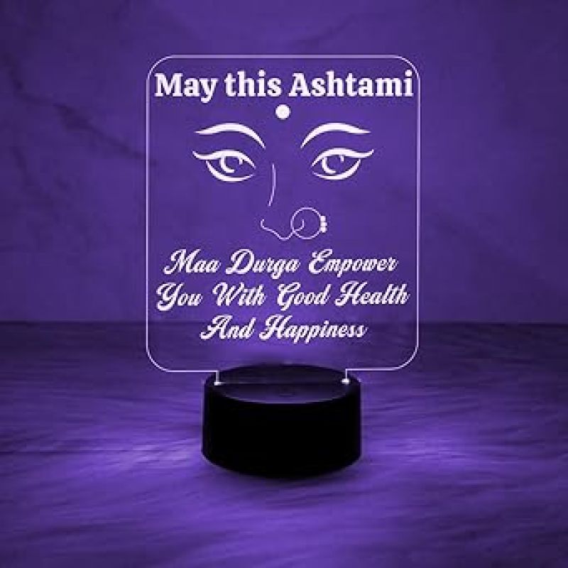 3D Illusion Maa Durga Night Lamp with Multicolored Light  Hinduism God Idol for Home Office Temple Ashtami Pooja Decor Light