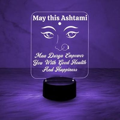 3D Illusion Maa Durga Night Lamp with Multicolored Light  Hinduism God Idol for Home Office Temple Ashtami Pooja Decor Light