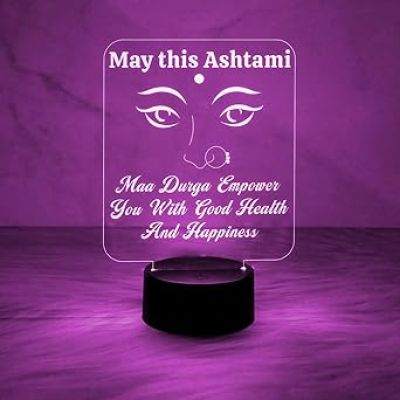 3D Illusion Maa Durga Night Lamp with Multicolored Light  Hinduism God Idol for Home Office Temple Ashtami Pooja Decor Light