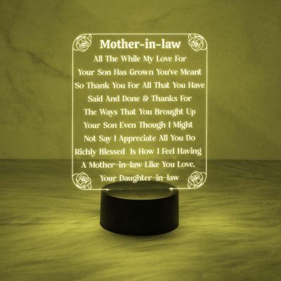 Mother in Law Engraved Night Lamp with Automatic Color Changing Light  Birthday Gift for Sasu Maa from Daughter in Law  Best Mother in Law Ever Gift