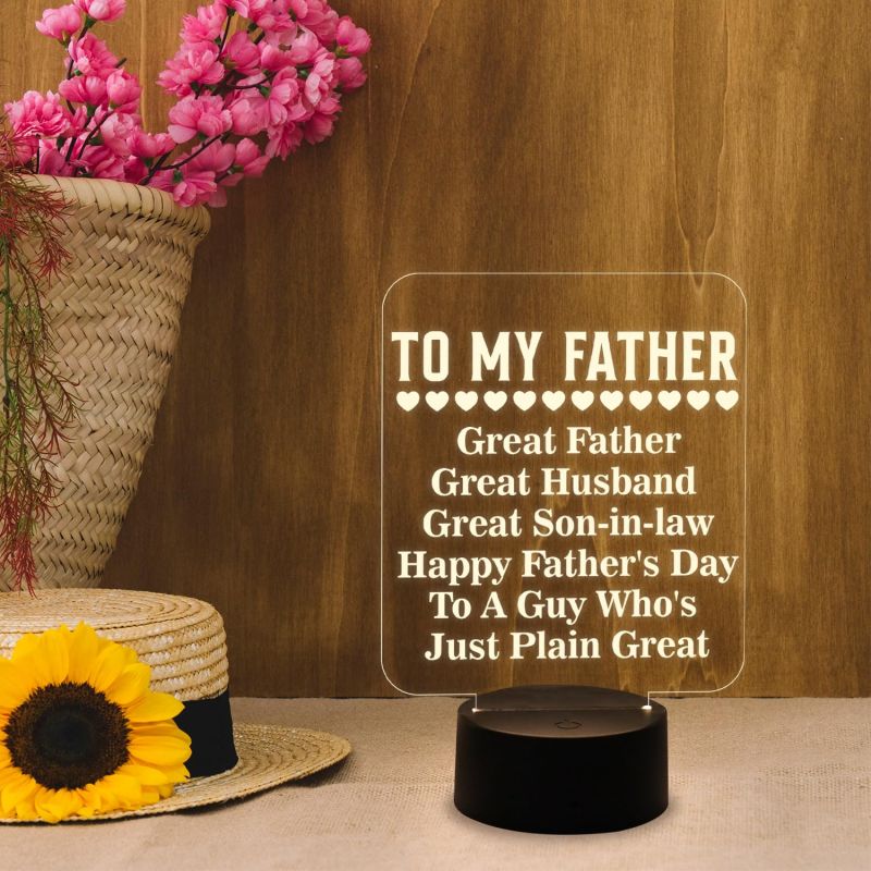 to My Father Engraved Quote Night Lamp Warm White Light  Gift for Father  Birthday Gift for Dad  Dad Gift from Daughter  Gift for Fathers Day