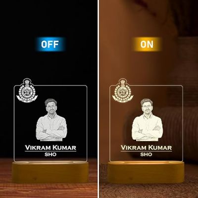 Personalized Police Officer Night Lamp with Warm White Light Customized with Photo, Name & Logo    Birthday Gift for Police Officer  Home & Office Desk Table Light