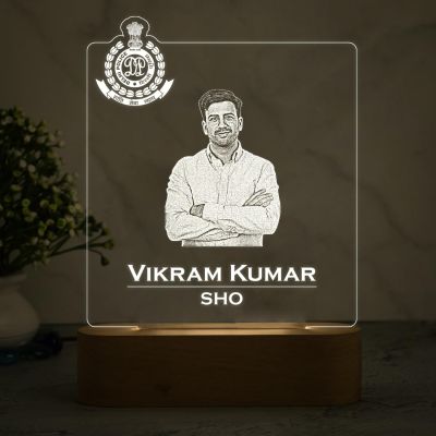Personalized Police Officer Night Lamp with Warm White Light Customized with Photo, Name & Logo    Birthday Gift for Police Officer  Home & Office Desk Table Light