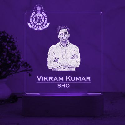 Personalized Police Officer Night Lamp Customized with Photo, Name & Logo  7 Color Changing Light Birthday Gift for Police Officer  Home & Office Desk Table Light