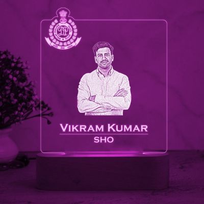 Personalized Police Officer Night Lamp Customized with Photo, Name & Logo  7 Color Changing Light Birthday Gift for Police Officer  Home & Office Desk Table Light