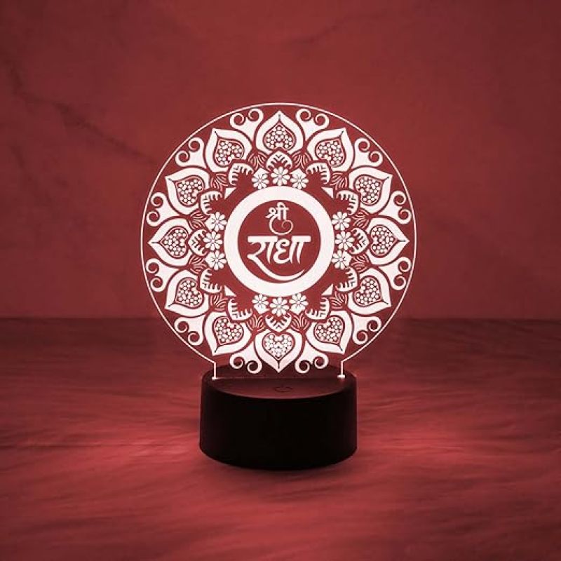 3D Illusion Shree Radha Night Lamp with 7 Color Changing Light  Home & Office Decor Light  Blessing Gift  Birthday Gift for Loveable Person