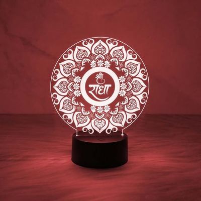 3D Illusion Shree Radha Night Lamp with 7 Color Changing Light  Home & Office Decor Light  Blessing Gift  Birthday Gift for Loveable Person