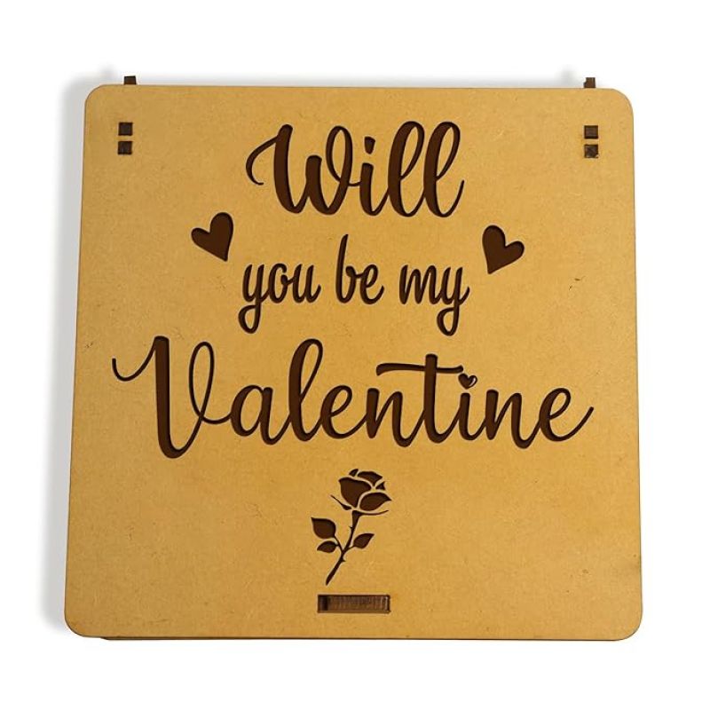 Will You Be My Valentine Wooden Box With 20 Message Hearts  Love Gift Box Valentine's Day  Gift for Girlfriend Boyfriend  Purpose Day Gift