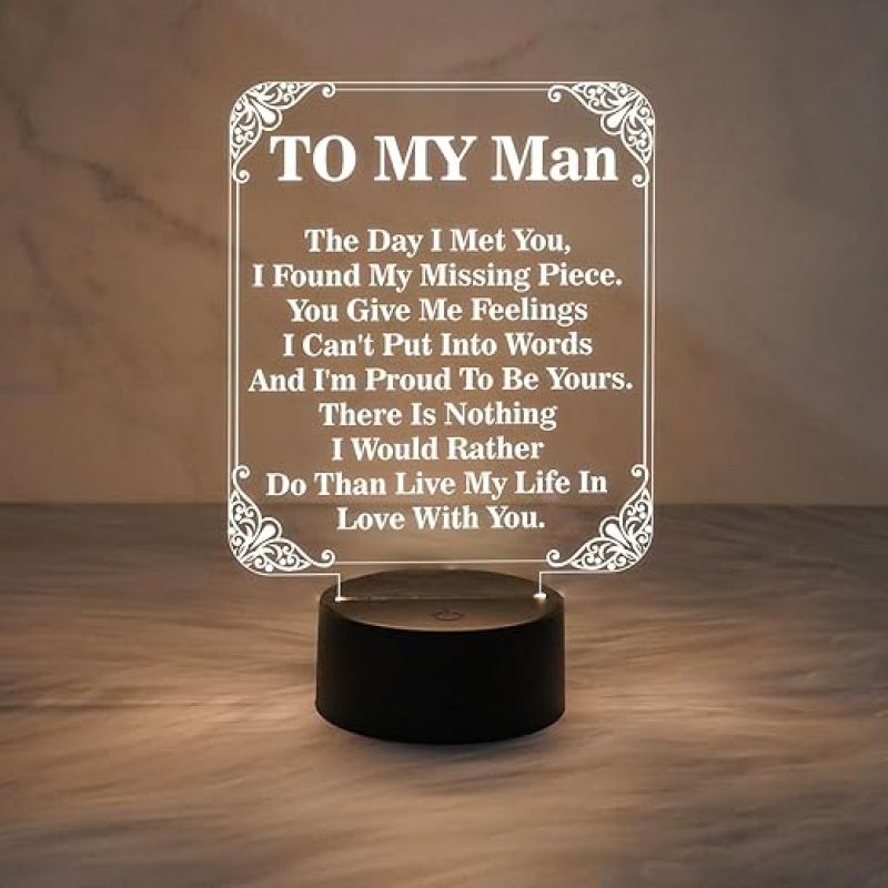 to My Man Gift Night Lamp with Warm White Light  Home Decor Light  Best Gift for Husband  Anniversary Gift for Husband