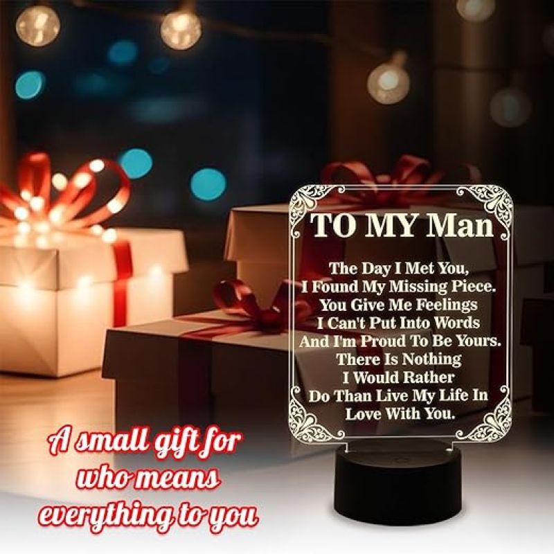 to My Man Gift Night Lamp with Warm White Light  Home Decor Light  Best Gift for Husband  Anniversary Gift for Husband