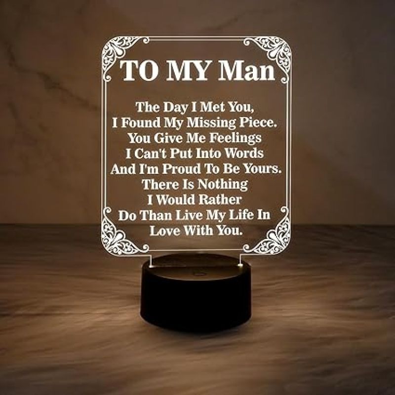 to My Man Gift Night Lamp with Warm White Light  Home Decor Light  Best Gift for Husband  Anniversary Gift for Husband