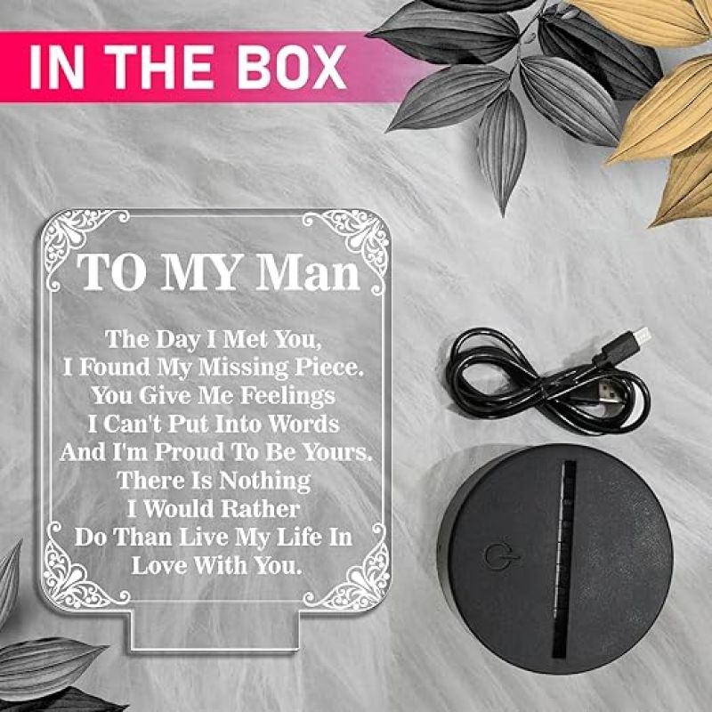 to My Man Gift Night Lamp with Warm White Light  Home Decor Light  Best Gift for Husband  Anniversary Gift for Husband