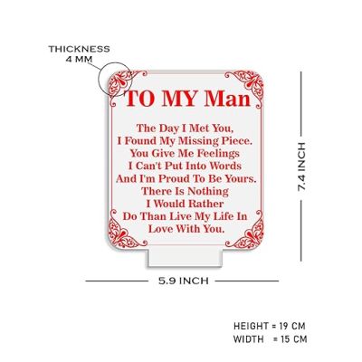 to My Man Gift Night Lamp with Warm White Light  Home Decor Light  Best Gift for Husband  Anniversary Gift for Husband