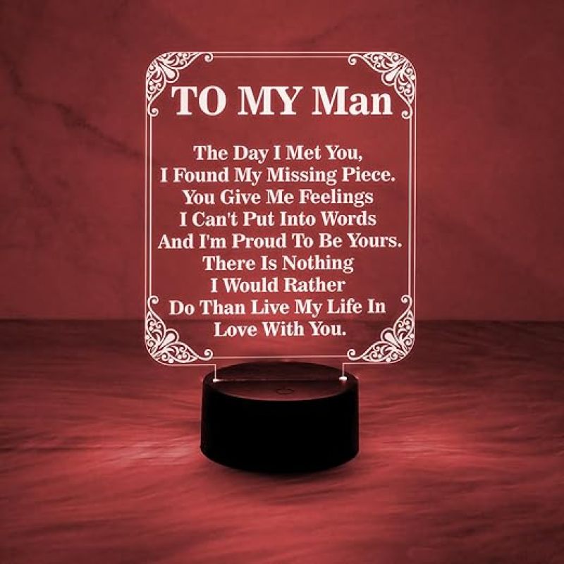to My Man Gift Night Lamp with Automatic Color Changing Light  Home Decor Light  Best Gift for Husband  Anniversary Gift for Husband